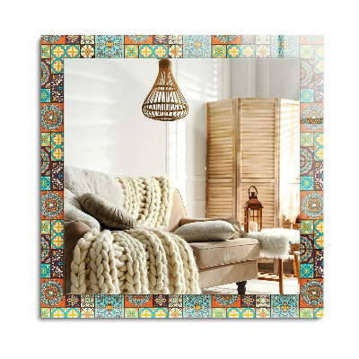 Obdĺžnikové dekoračné zrkadlo na stenu Farebné mozaikové dlaždice