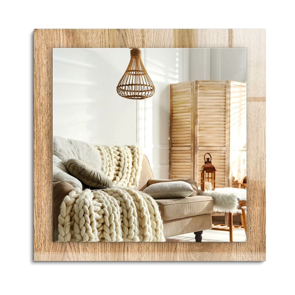 Obdĺžnikové dekoračné zrkadlo na stenu Drevená textúra