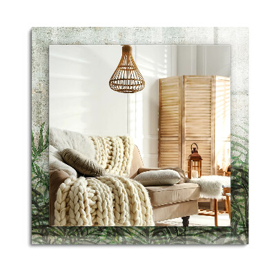 Obdĺžnikové zrkadlo rám s potlačou Listy zelenej paprade