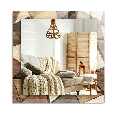 Obdĺžnikové dekoračné zrkadlo Drevené geometrické vzory