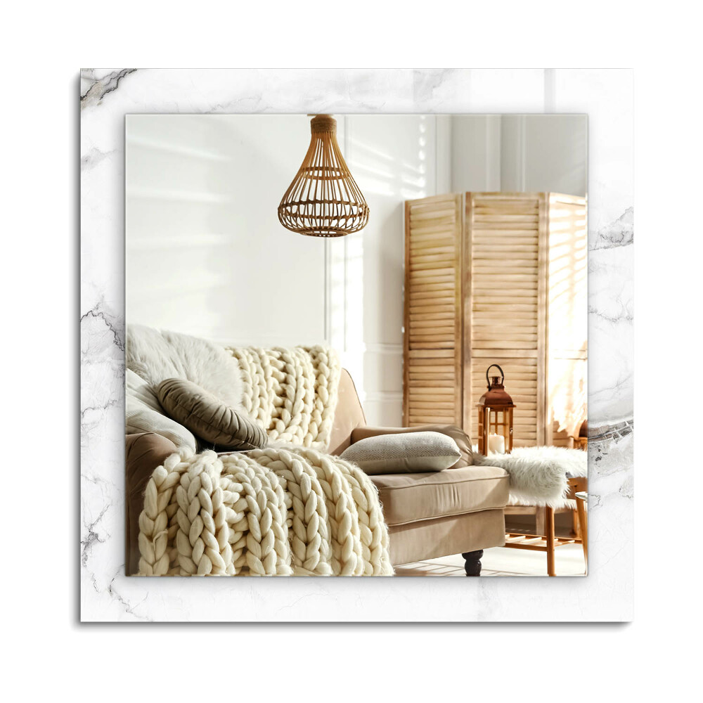 Obdĺžnikové zrkadlo rám s potlačou Vzor z bieleho mramoru