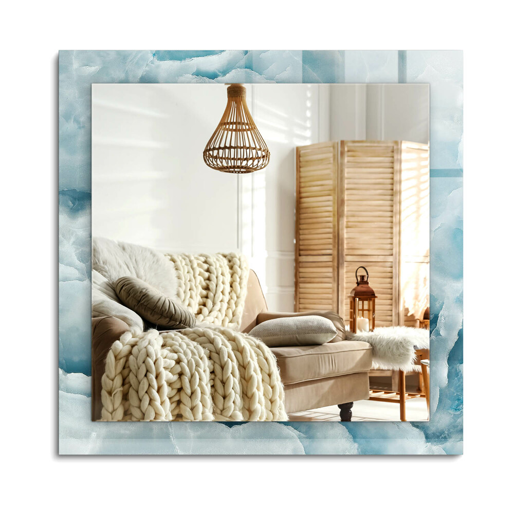 Obdĺžnikové zrkadlo rám s potlačou Textúra modrého mramoru