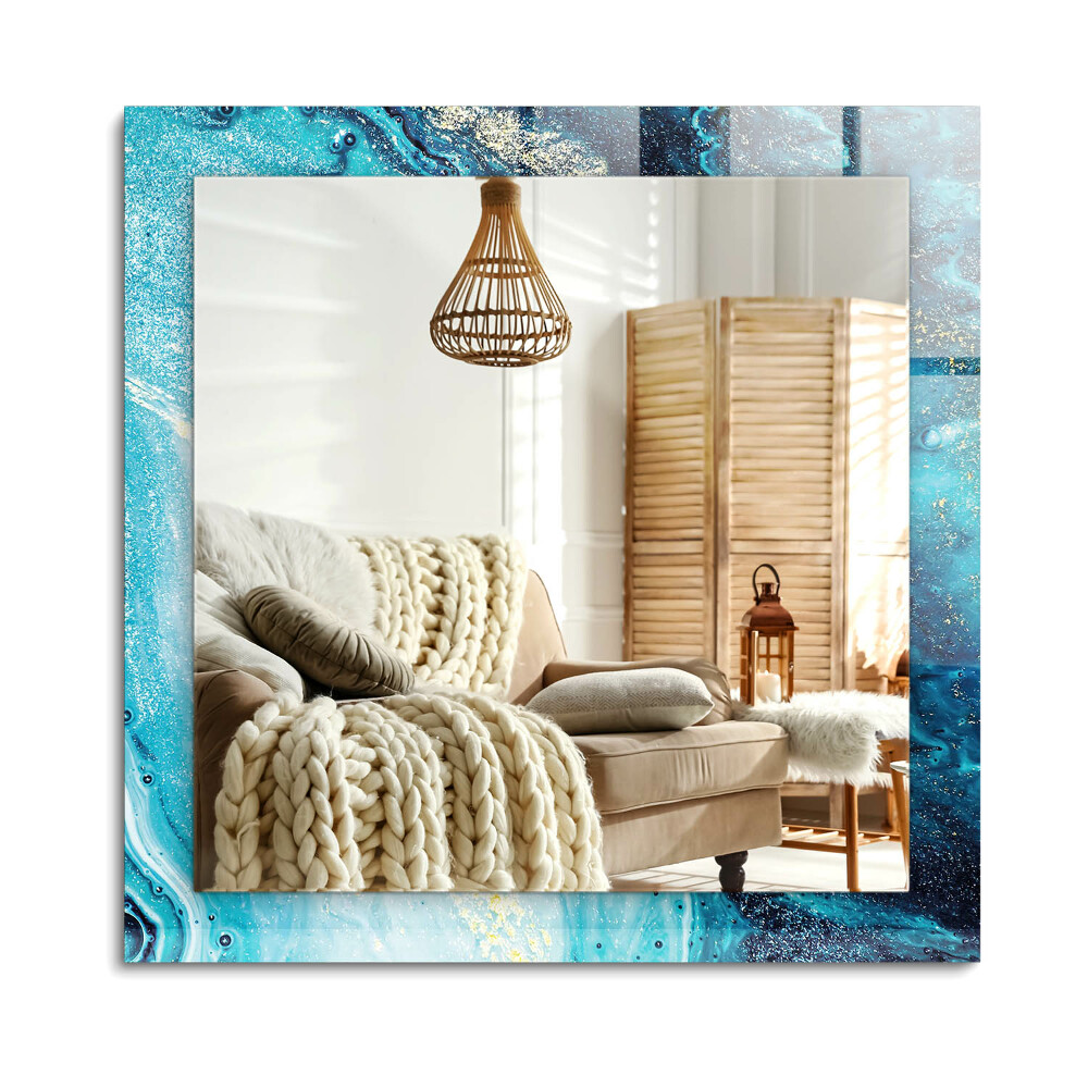 Obdĺžnikové dekoračné zrkadlo na stenu Abstraktné modré umenie