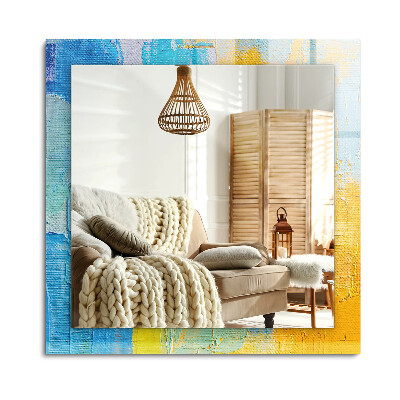 Obdĺžnikové zrkadlo rám s potlačou Abstraktná olejomaľba