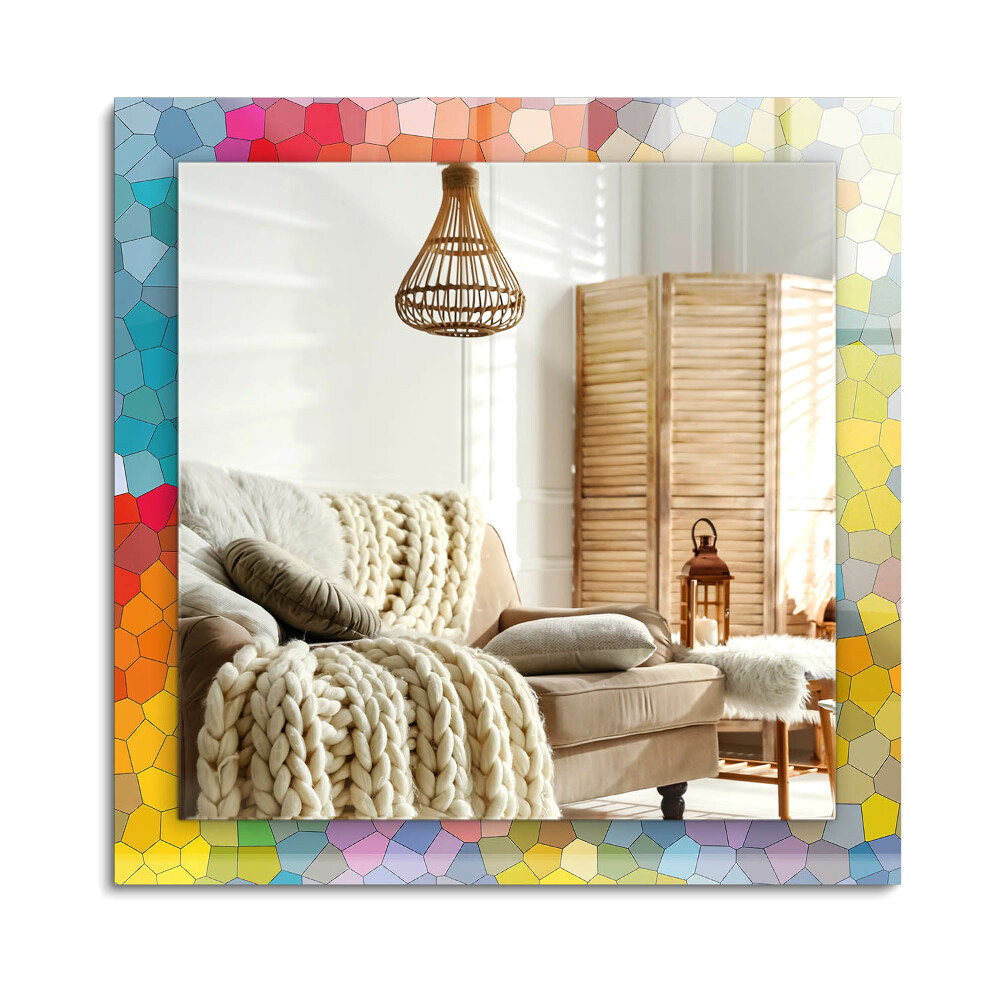 Obdĺžnikové dekoračné zrkadlo na stenu Farebná abstraktná mozaika