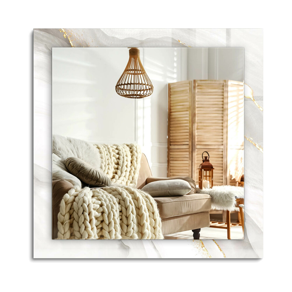 Obdĺžnikové zrkadlo rám s potlačou Šedý mramor