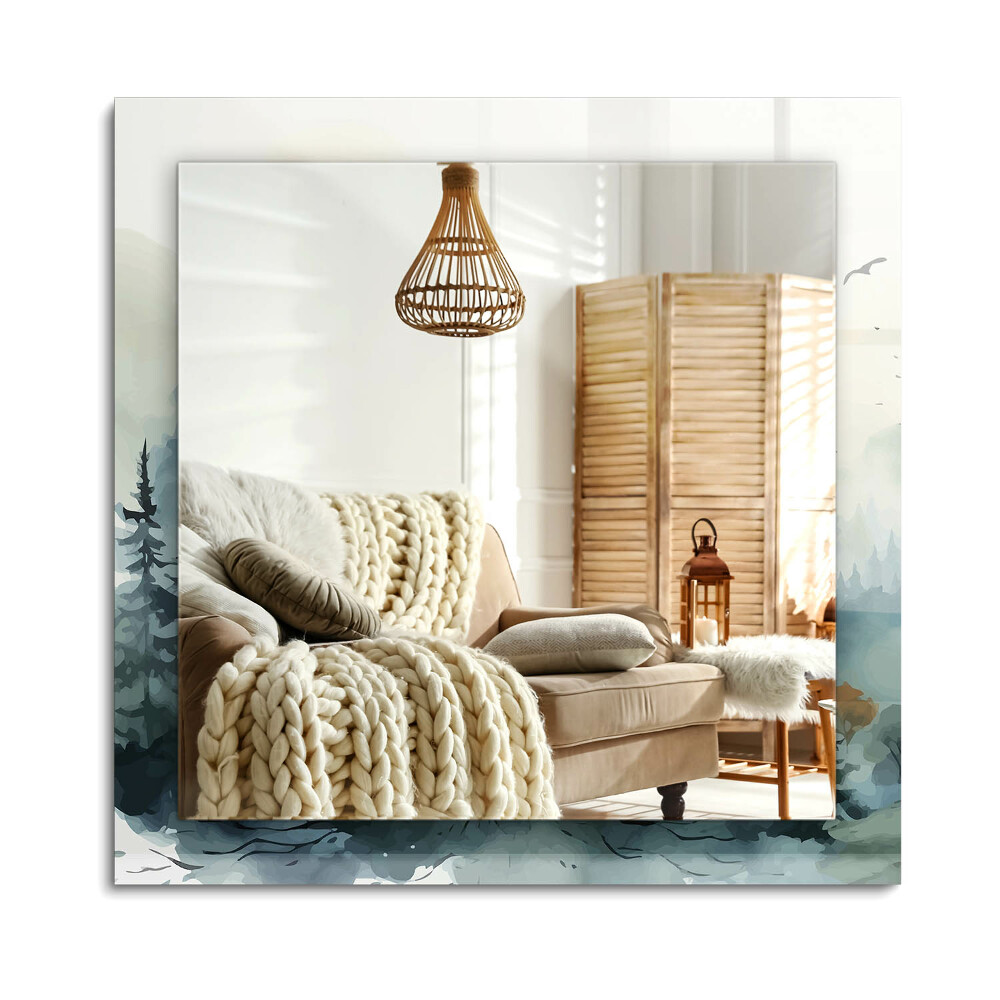 Obdĺžnikové dekoračné zrkadlo Les v hmle