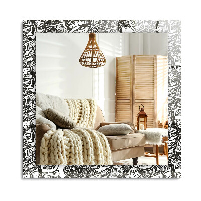 Obdĺžnikové zrkadlo rám s potlačou Čierne a biele vzory