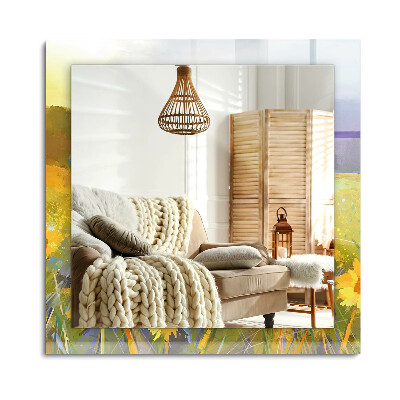 Obdĺžnikové dekoračné zrkadlo Slnečnicové pole