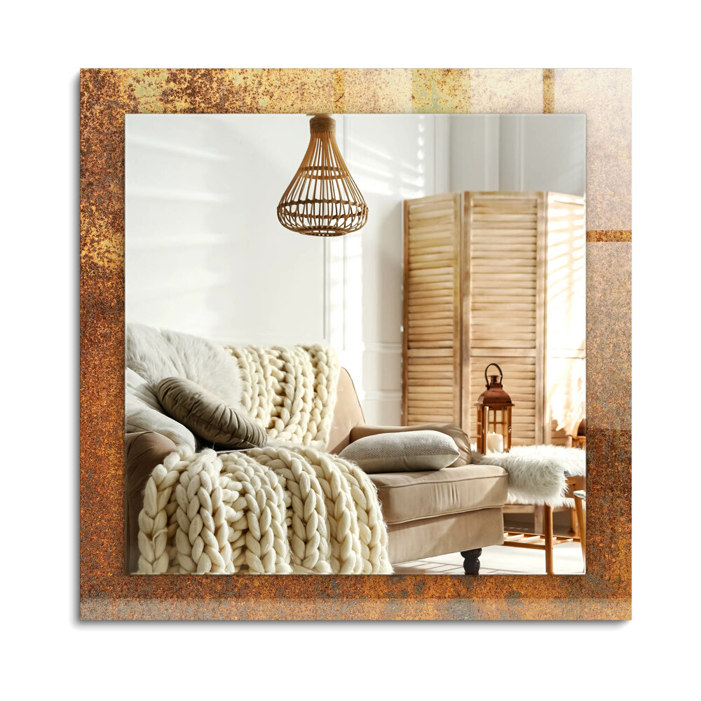 Obdĺžnikové dekoračné zrkadlo na stenu Módny hrdzavý plech