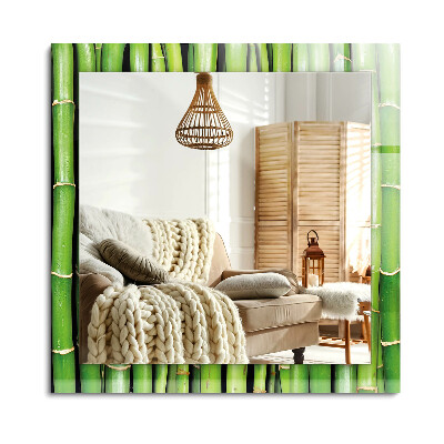 Obdĺžnikové zrkadlo rám s potlačou Zelené stonky bambusu