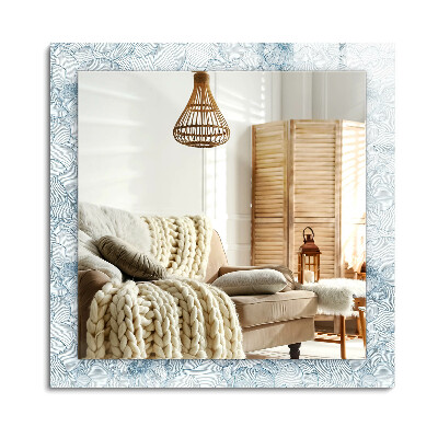 Obdĺžnikové dekoračné zrkadlo Modrý vzor kvetov