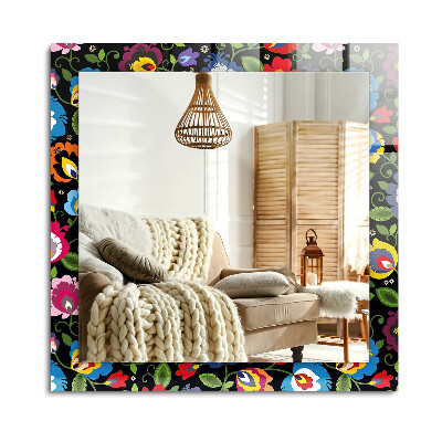 Obdĺžnikové dekoračné zrkadlo na stenu Farebné ľudové vzory