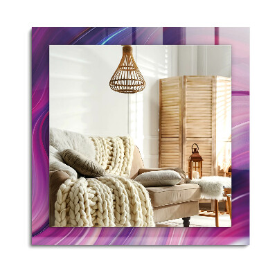 Obdĺžnikové zrkadlo rám s potlačou Abstraktné farebné vlny