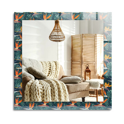 Obdĺžnikové dekoračné zrkadlo Kvety a listy