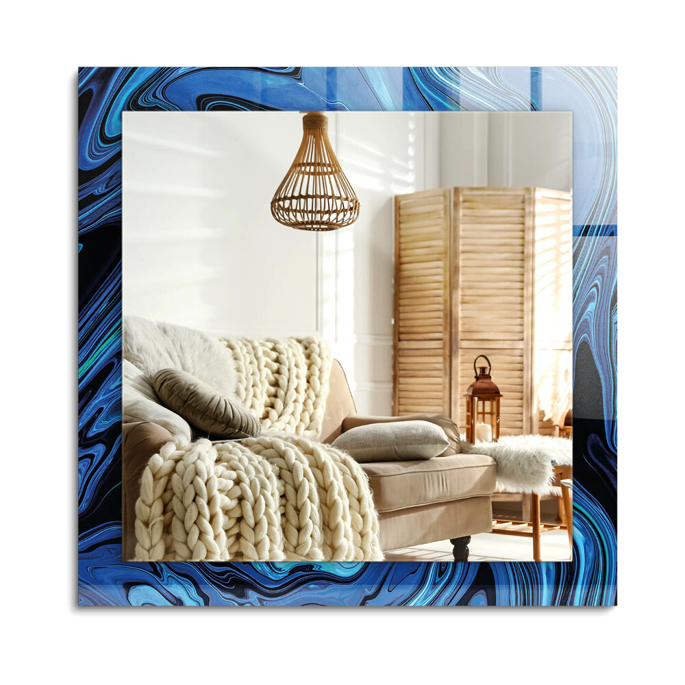 Obdĺžnikové dekoračné zrkadlo Abstraktný modrý vzor