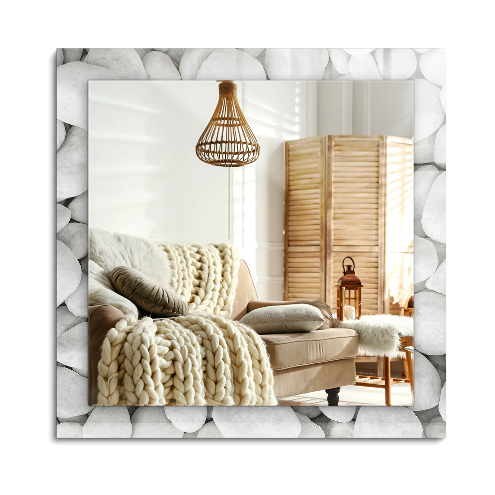 Obdĺžnikové dekoračné zrkadlo Biele hladké kamene