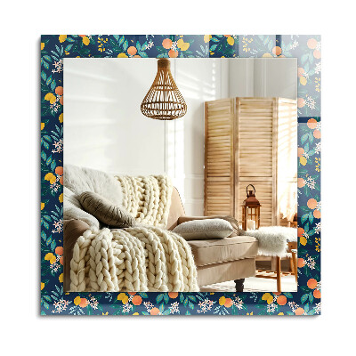 Obdĺžnikové dekoračné zrkadlo Kvety a ovocie