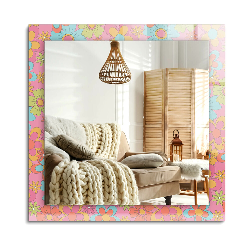 Obdĺžnikové dekoračné zrkadlo na stenu Farebná kvetinová drážka