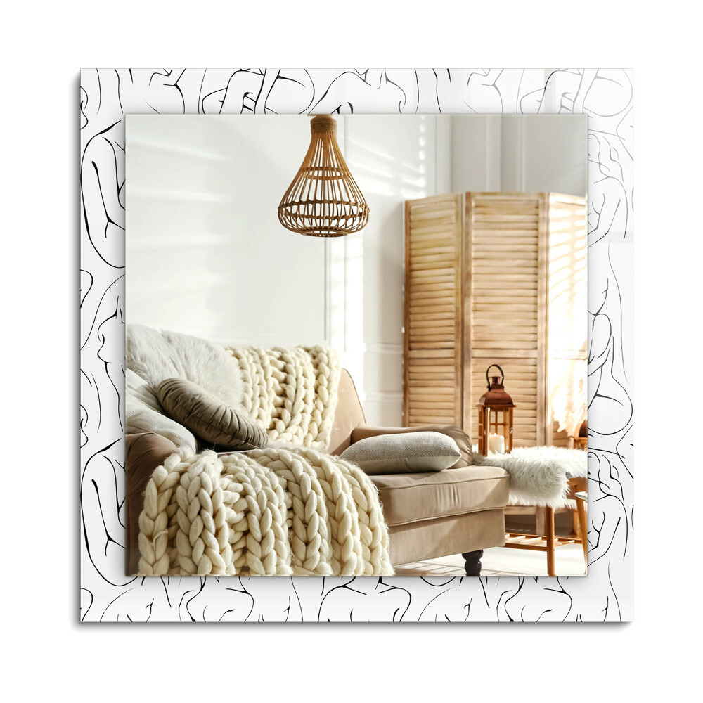 Obdĺžnikové zrkadlo rám s potlačou Náčrt ženských siluet