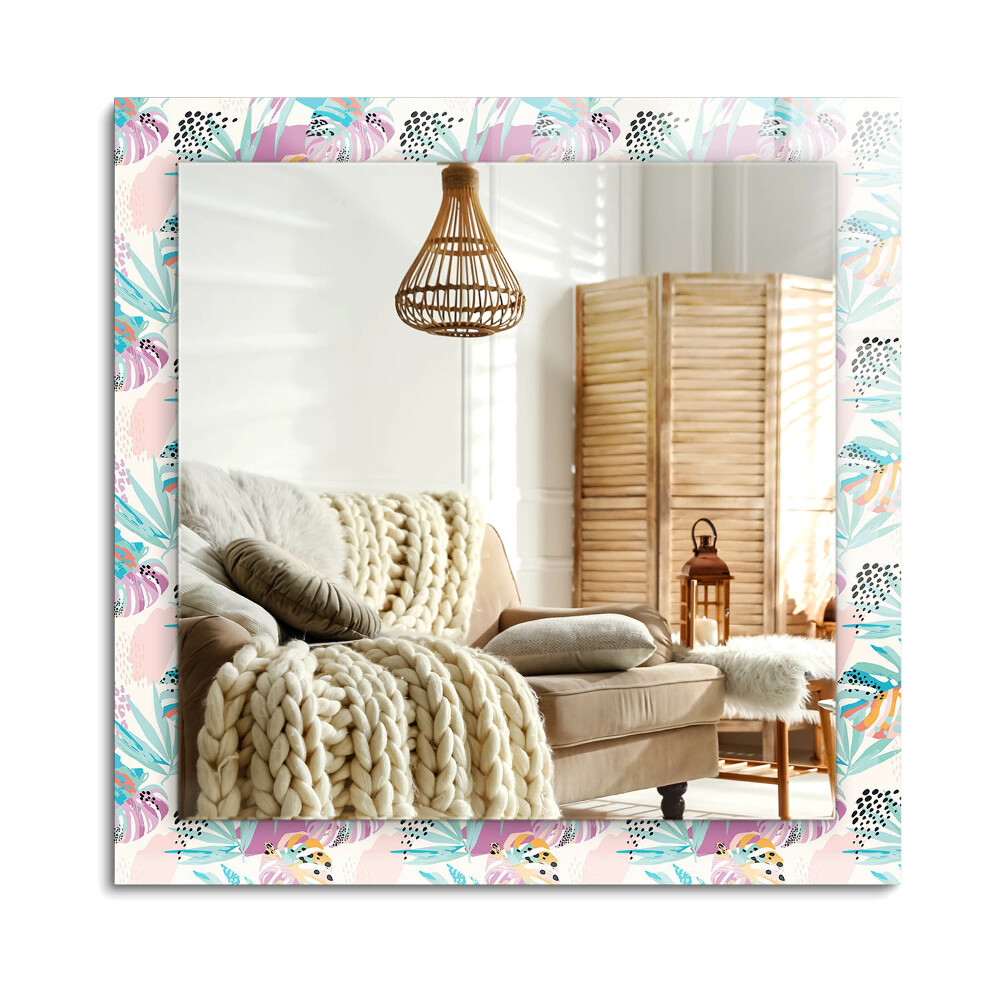 Obdĺžnikové dekoračné zrkadlo Farebné tropické listy