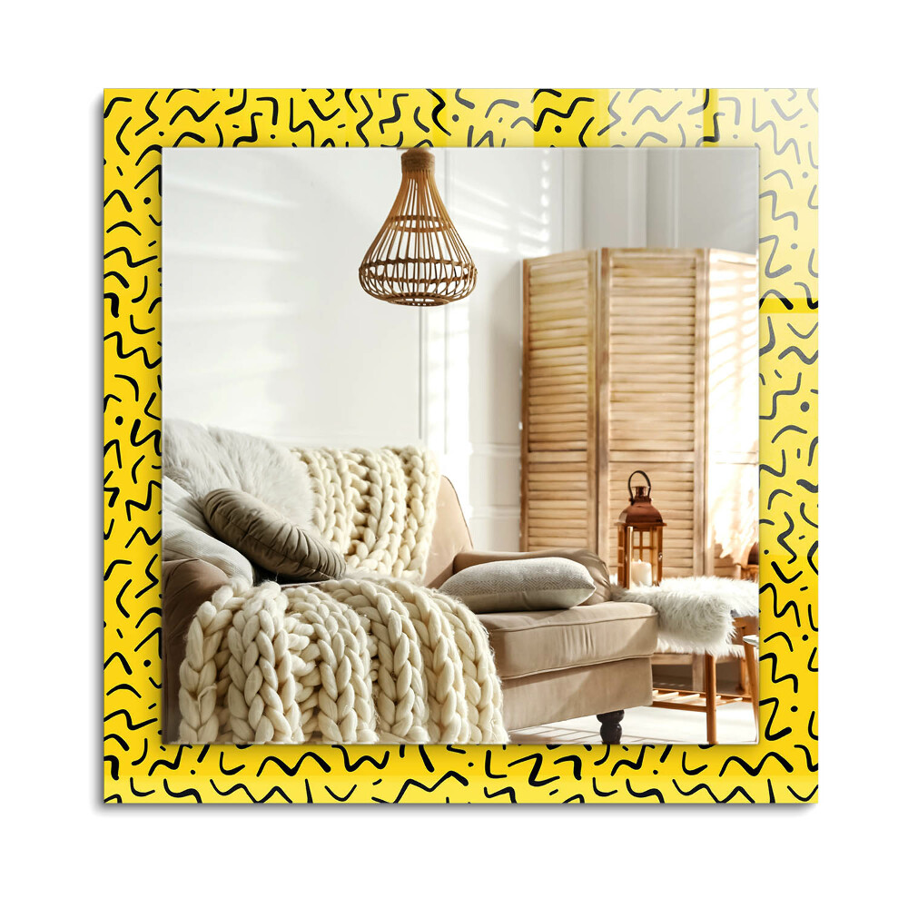 Obdĺžnikové dekoračné zrkadlo na stenu Žltý abstraktný vzor