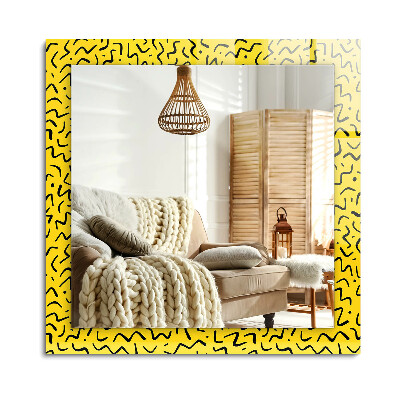 Obdĺžnikové dekoračné zrkadlo na stenu Žltý abstraktný vzor