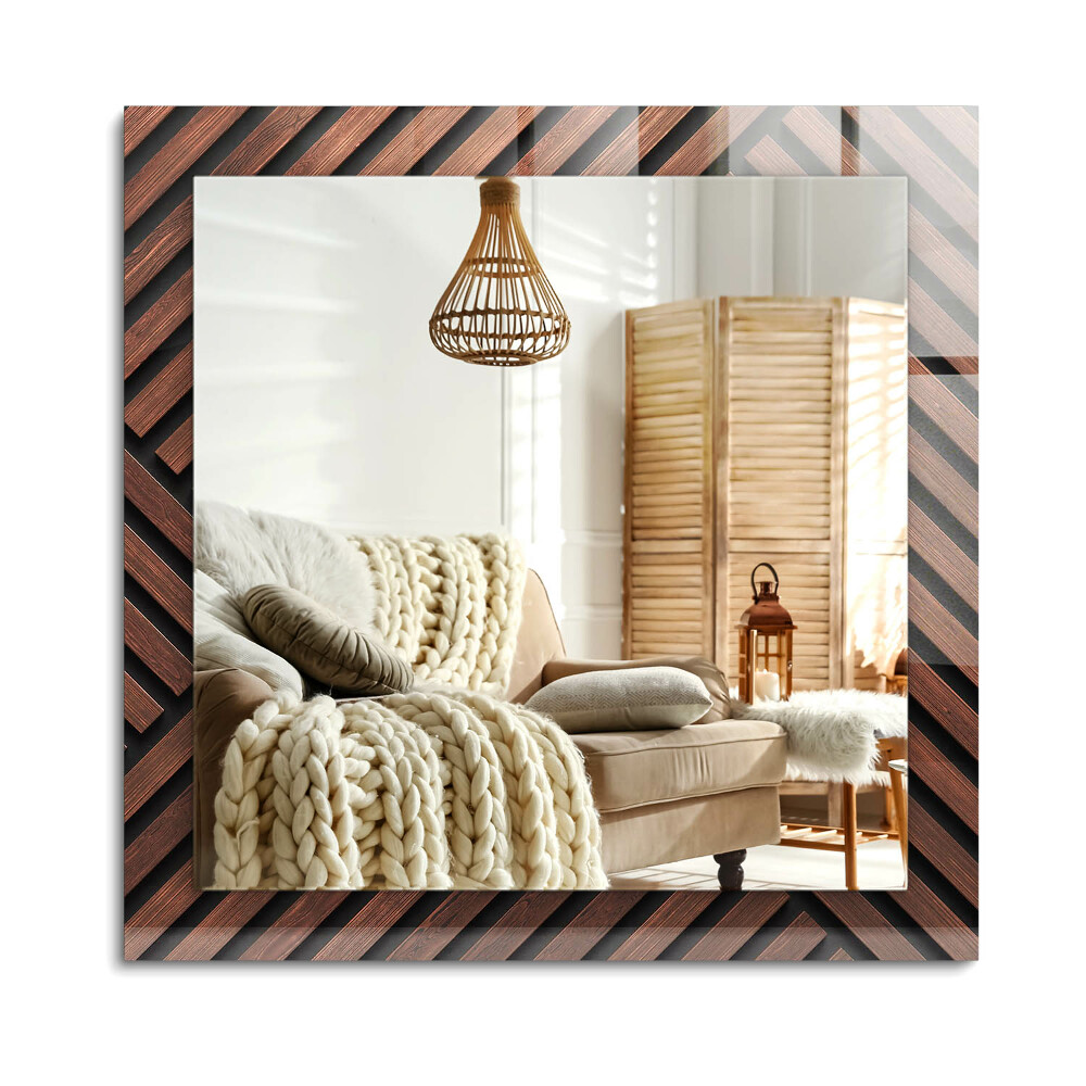 Obdĺžnikové dekoračné zrkadlo Drevené diagonálne pásy