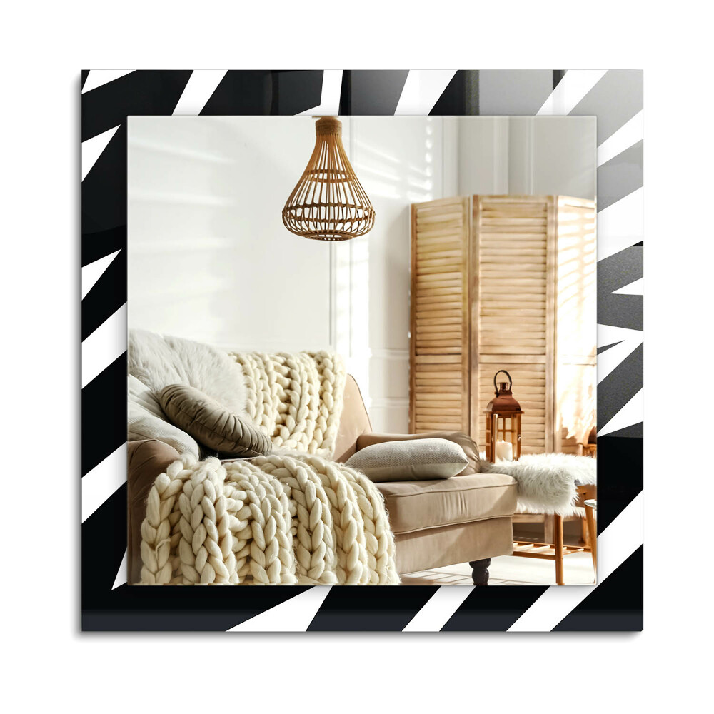 Obdĺžnikové dekoračné zrkadlo na stenu Čiernobiela geometria