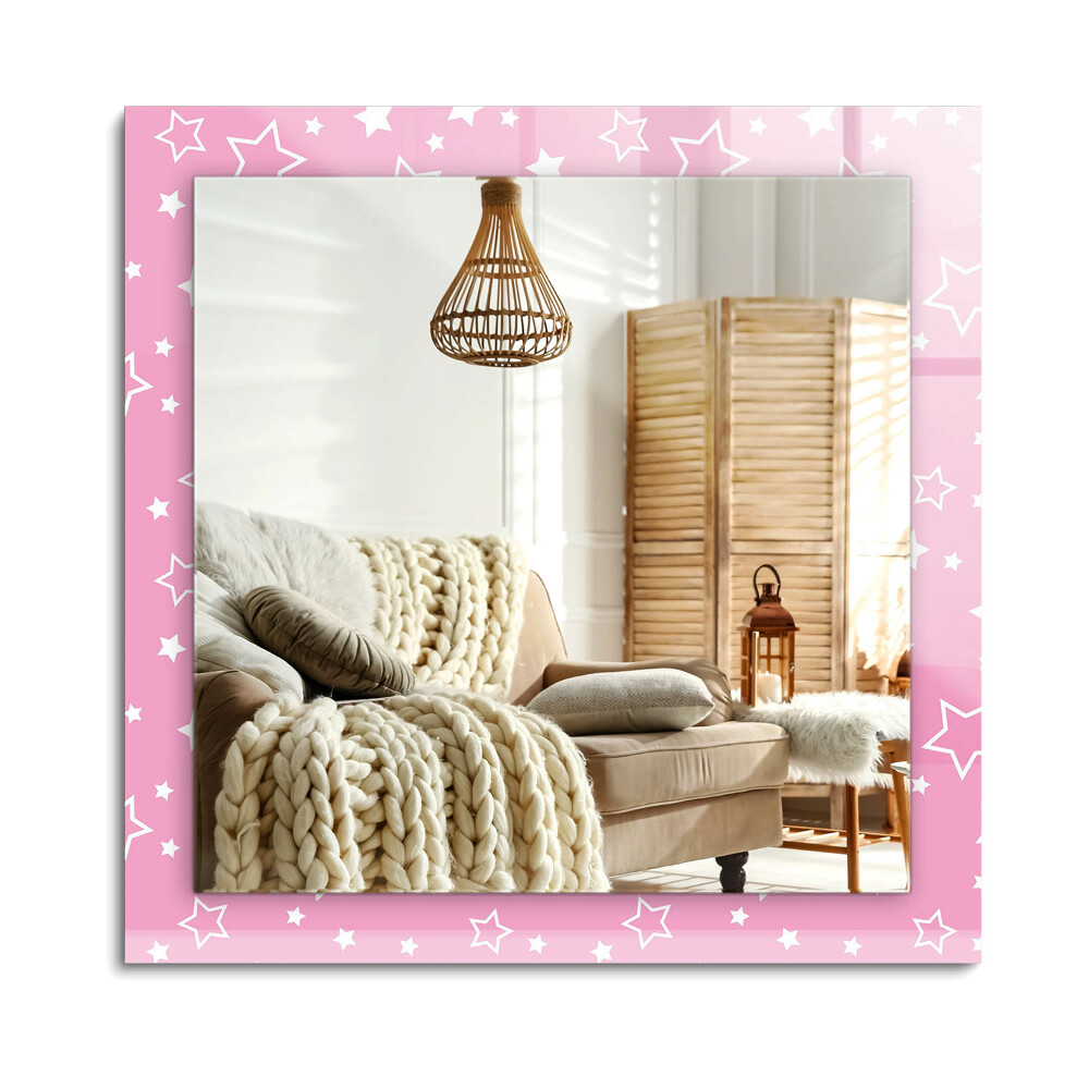 Obdĺžnikové dekoračné zrkadlo Ružové hviezdy