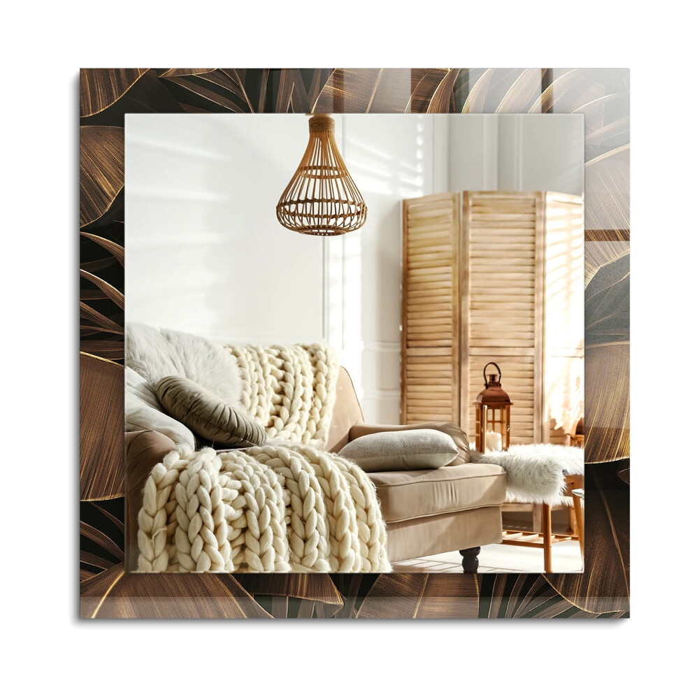 Obdĺžnikové dekoračné zrkadlo na stenu Tropické listy