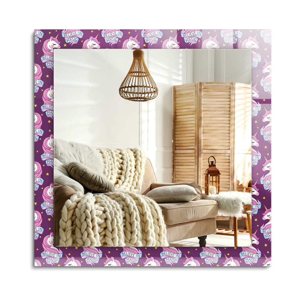 Obdĺžnikové dekoračné zrkadlo Nápis hviezd jednorožcov