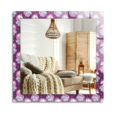 Obdĺžnikové dekoračné zrkadlo Nápis hviezd jednorožcov