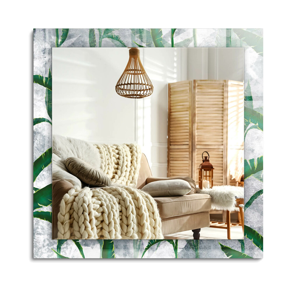 Obdĺžnikové zrkadlo rám s potlačou Zelené listy rastliny