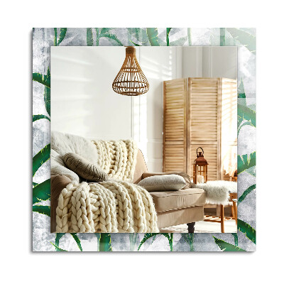 Obdĺžnikové zrkadlo rám s potlačou Zelené listy rastliny