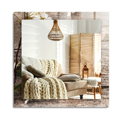 Obdĺžnikové dekoračné zrkadlo Kvety na dreve