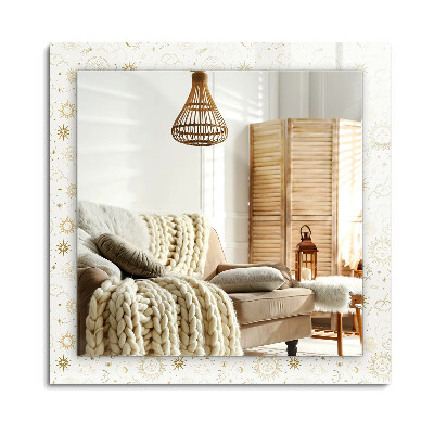 Obdĺžnikové zrkadlo rám s potlačou Slnko-mesačné hviezdy