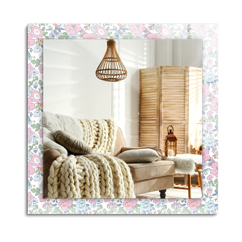 Obdĺžnikové dekoračné zrkadlo na stenu Kvetinový vzor látky