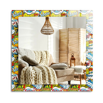 Obdĺžnikové dekoračné zrkadlo na stenu Farebné komiksové bubliny