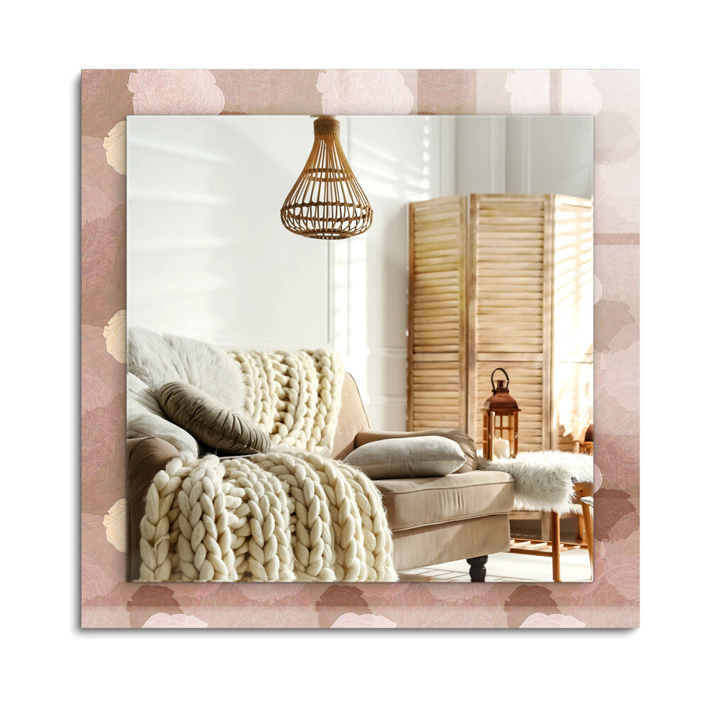 Obdĺžnikové dekoračné zrkadlo na stenu Kvety pivonky