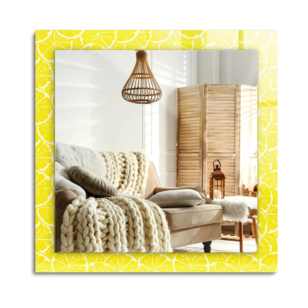 Obdĺžnikové dekoračné zrkadlo na stenu Vzor plátkov citróna