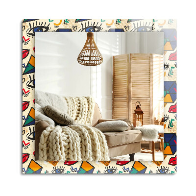 Obdĺžnikové dekoračné zrkadlo Oči tvary úst