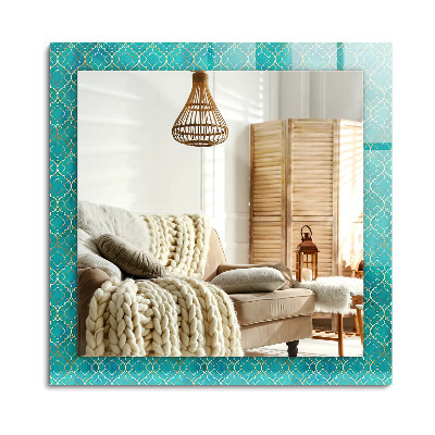 Obdĺžnikové dekoračné zrkadlo Zelený geometrický vzor