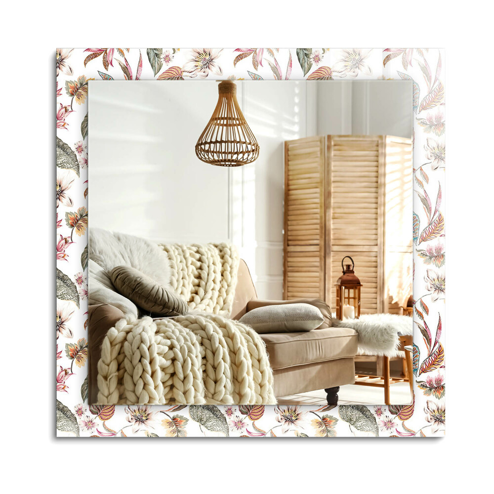 Obdĺžnikové dekoračné zrkadlo Kvety a listy