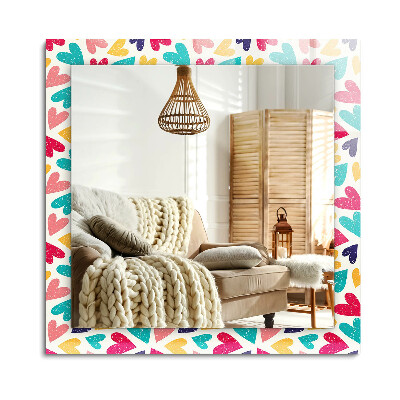 Obdĺžnikové dekoračné zrkadlo Farebný vzor srdiečok