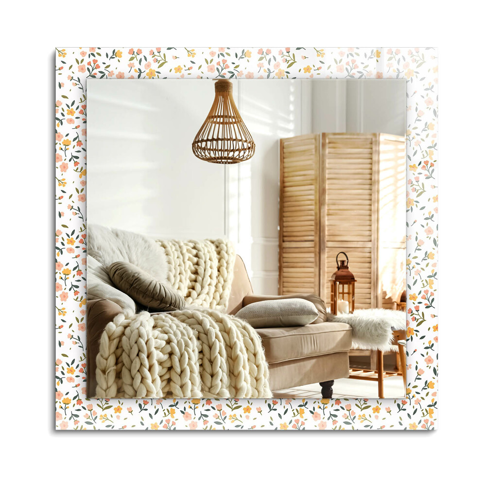 Obdĺžnikové dekoračné zrkadlo na stenu Kvetinový vzor látky