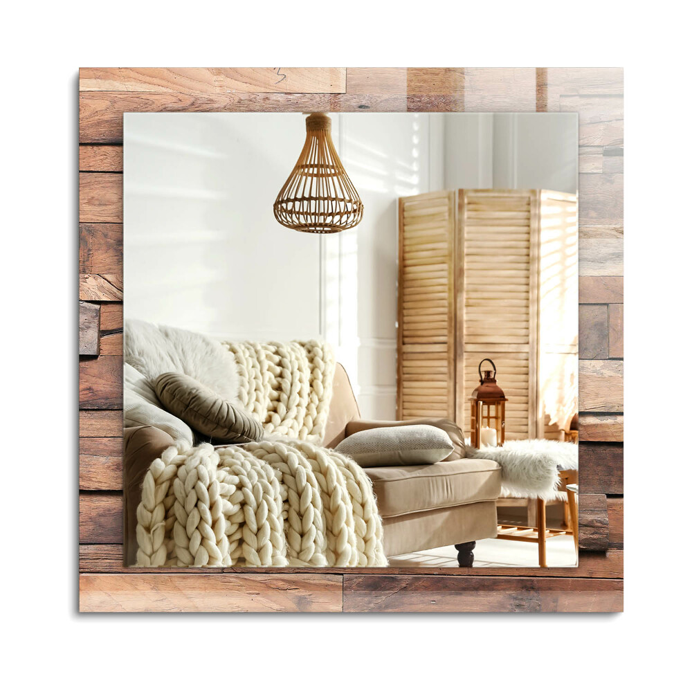 Obdĺžnikové zrkadlo rám s potlačou Drevená panelová stena