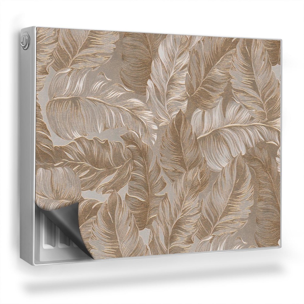 Dekoračný magnetický kryt na radiátor Zloženie listov v tlmených, jemných hnedých odtieňoch