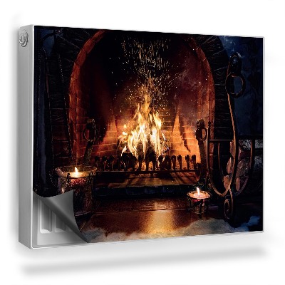 Dekoračný magnetický kryt na radiátor Elegantný krb s horiacim drevom