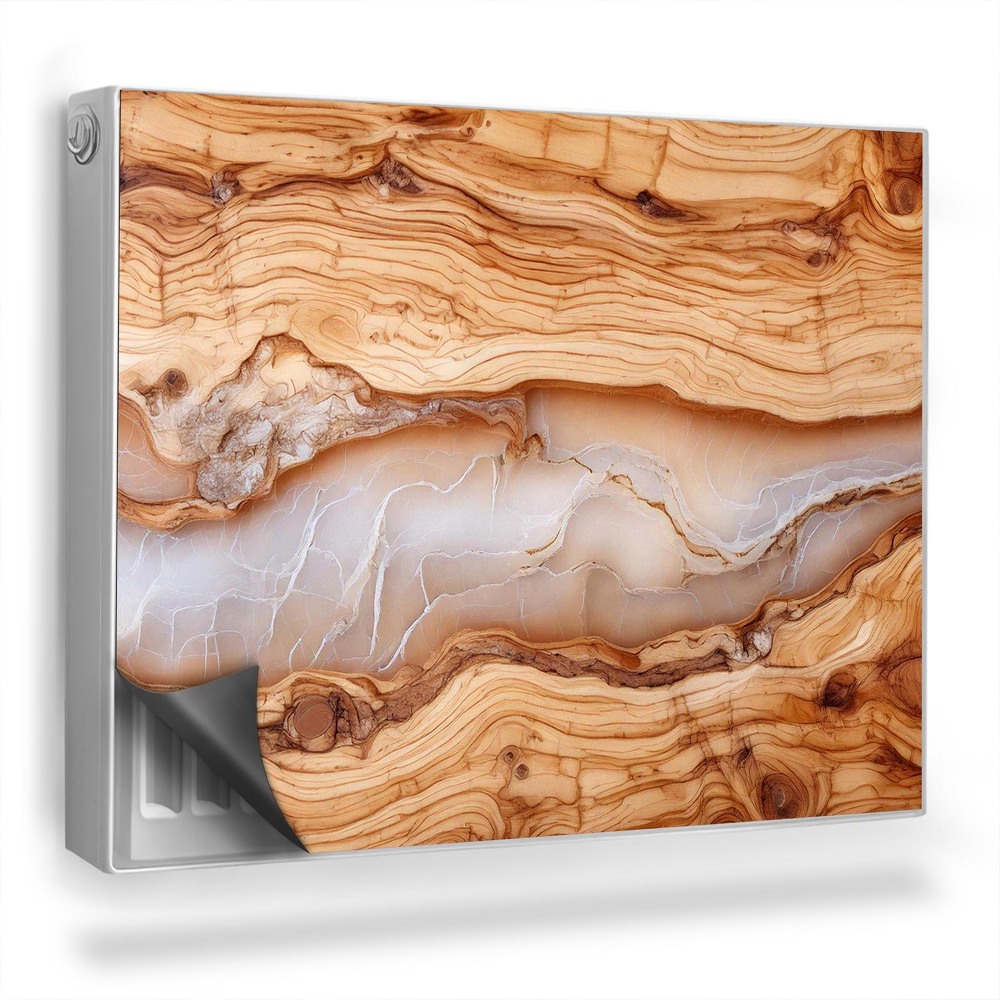 Dekoračný magnetický kryt na radiátor Svetlá textúra živice vložená do dreva